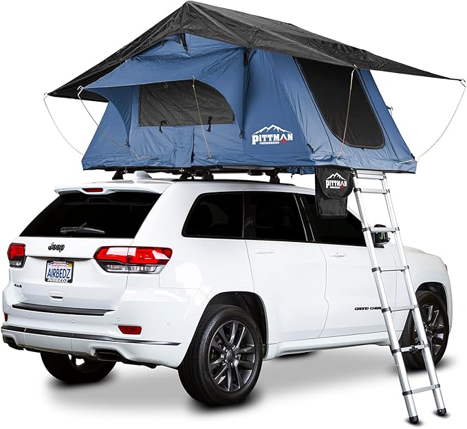 Pittman - 2 Person Rooftop Tent - RTT Roof Top Tent for Truck Camping or Overlanding - Softshell Side Open Design with Telescopic Ladder for Easy Access - Waterproof