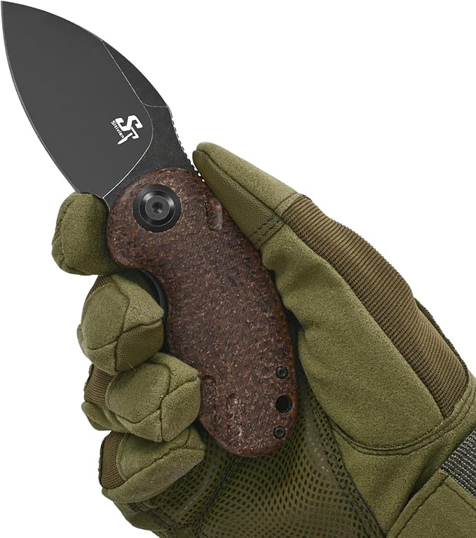 Sitivien ST153 Pocket Folding Knife,Sandvik 14C28N Black Stonewashed Blade with Micarta Handle,Chinese Zodiac Series EDC Tool Knifes Utility Knife for Camping Hunting Survival Hiking(Brown) … …