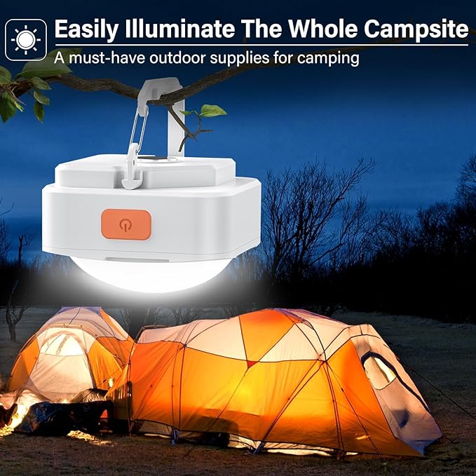 Rechargeable Camping Lights FLY2SKY 4Pcs White Tent Lights Mini Flashlight Portable LED Camping Lantern Survival Gear Camping Accessories for Hiking Backpacking Fishing Hurricane Emergency Outage