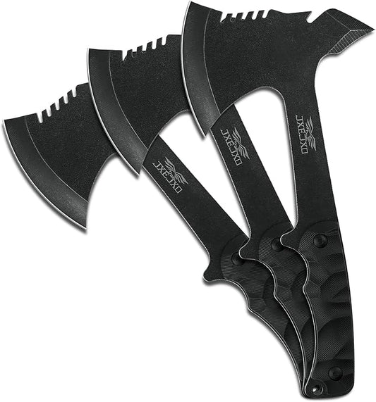 JXE JXO Throwing Axe Sets, Overall 10.2in 3Pack Throwing Tomahawk, Full Tang 420HC Stainless Steel, Design for Hawks Throwing Recreation and Competition