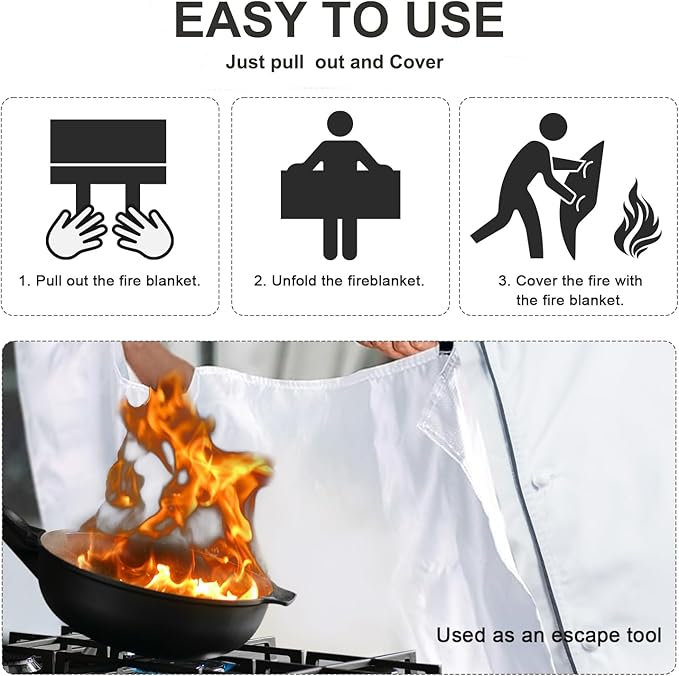 Fire Blanket for Camping Grill Kitchen Emergency Fire Blanket for Home Lightweight Portable Package