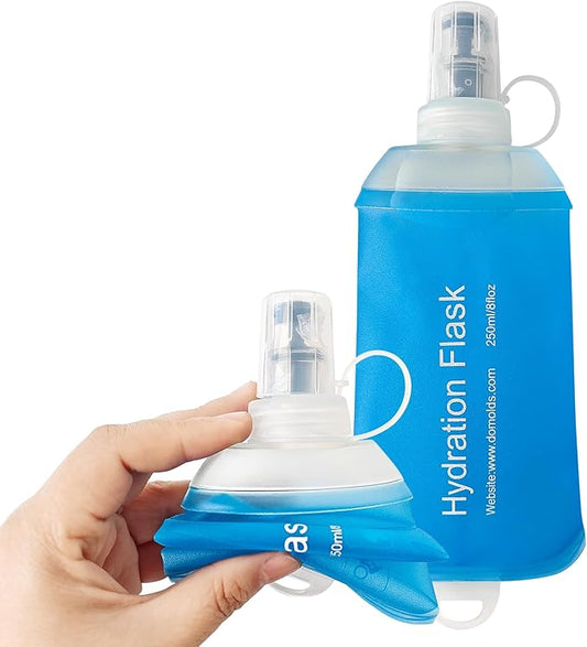 250ml Soft Flask, Soft Water Bottle for Hydration Packs, Running, Hiking, Cycling and Climbing - Blue