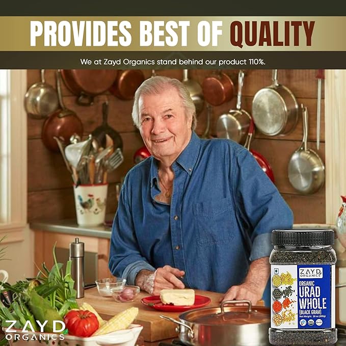 Zayd Organics Urad Whole, Black Matpe Lentils, USDA Organic, 1.75lbs (800g)