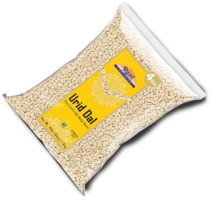Rani Urid/Urad Dal (Split Matpe Beans Skinless) Indian Lentils 64oz (4lbs) 1.81kg Bulk ~ All Natural | Gluten Friendly | Non-GMO | Kosher | Vegan | Indian Origin