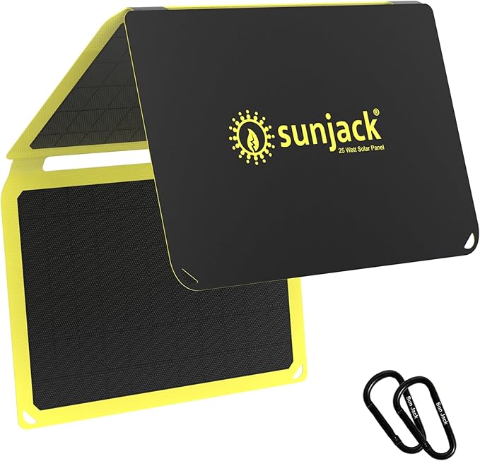 SunJack ??25 Watt Foldable Solar Panel, ETFE Monocrystalline Portable Solar Panel with USB-C and USB-A, IP67 Waterproof Solar Panels for Camping, Backpacking, Hiking and Travel