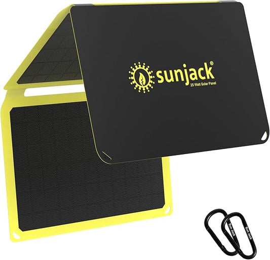 SunJack ??25 Watt Foldable Solar Panel, ETFE Monocrystalline Portable Solar Panel with USB-C and USB-A, IP67 Waterproof Solar Panels for Camping, Backpacking, Hiking and Travel