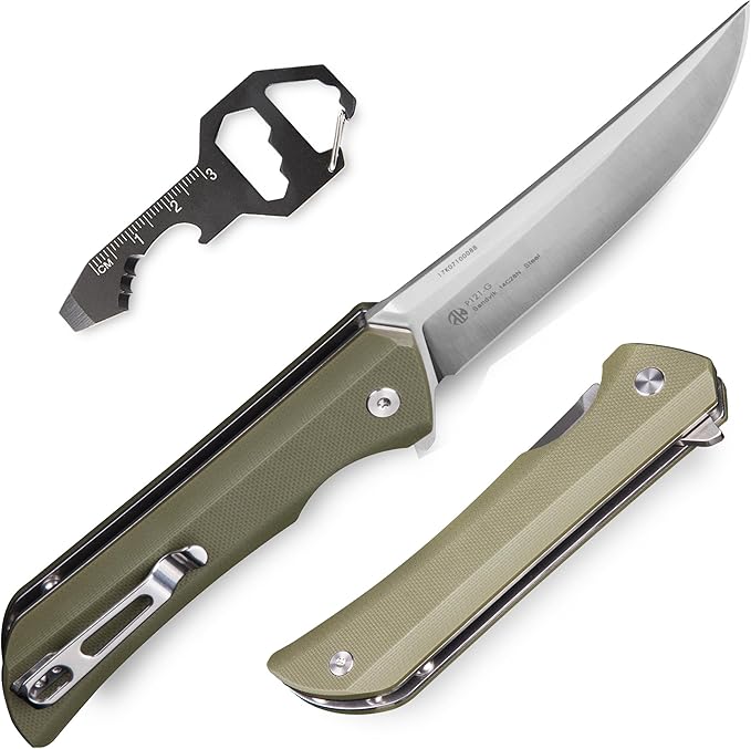 Heavy Outdoor Tactical Folding Pocket Knife for men,14C28N Stainless Steel Blade,G10 Handle,Liner Lock,EDC Hunting Bushcrafting Camping Knives Belt Clip Carry,Microtech Elemental Fishing Hiking,Father Dad Gifts Ruike p121