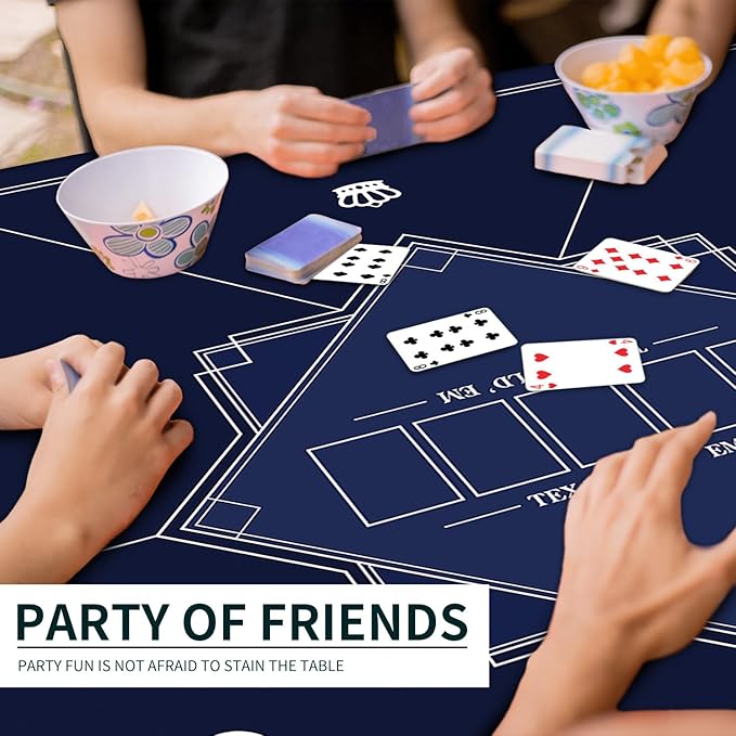 nuveti 24/31/39/47/55 inch Square Foldable 6-Player Texas Poker Card Tabletop Layout Portable Anti-Slip Rubber Board Game Mat Texas Hold'em Poker Mat for Family Game, Casino, Party