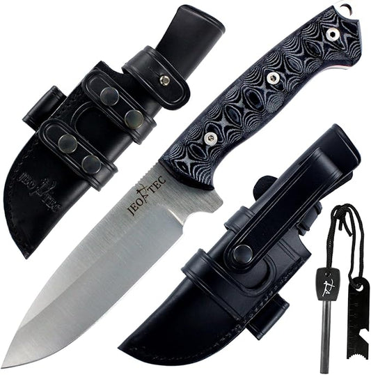 JEO-TEC Nº29 Full Tang Bushcraft Survival Hunting Camping Knife - MOVA-58 Stainless Steel - 10'' Overall - Fixed Blade Knife with Sheath - Handmade in Spain