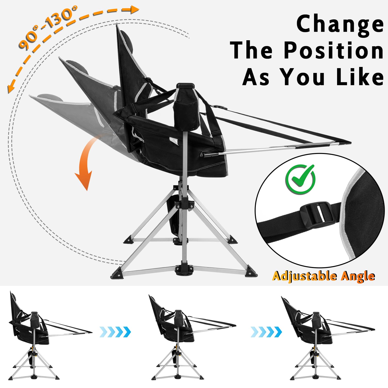 Romswi 2-Pack Aluminum Hammock Chair with Footrest, Oversized Portable Folding Swinging Chair with