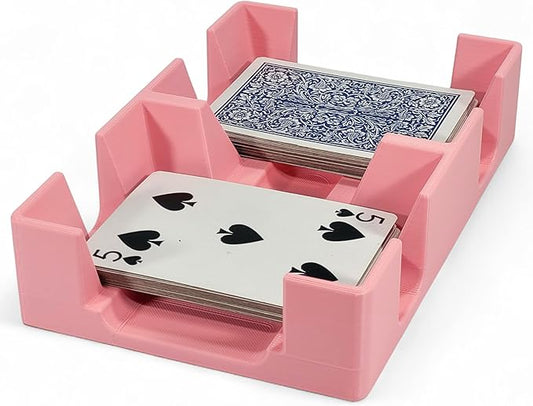 Deluxe Playing Card Tray or Caddy for Card Games Like Canasta, Rummy, UNO and More - Cardian Brand cardholder/Caddy with Felted Bottom - Non-Swivel - Made in USA (Pink)