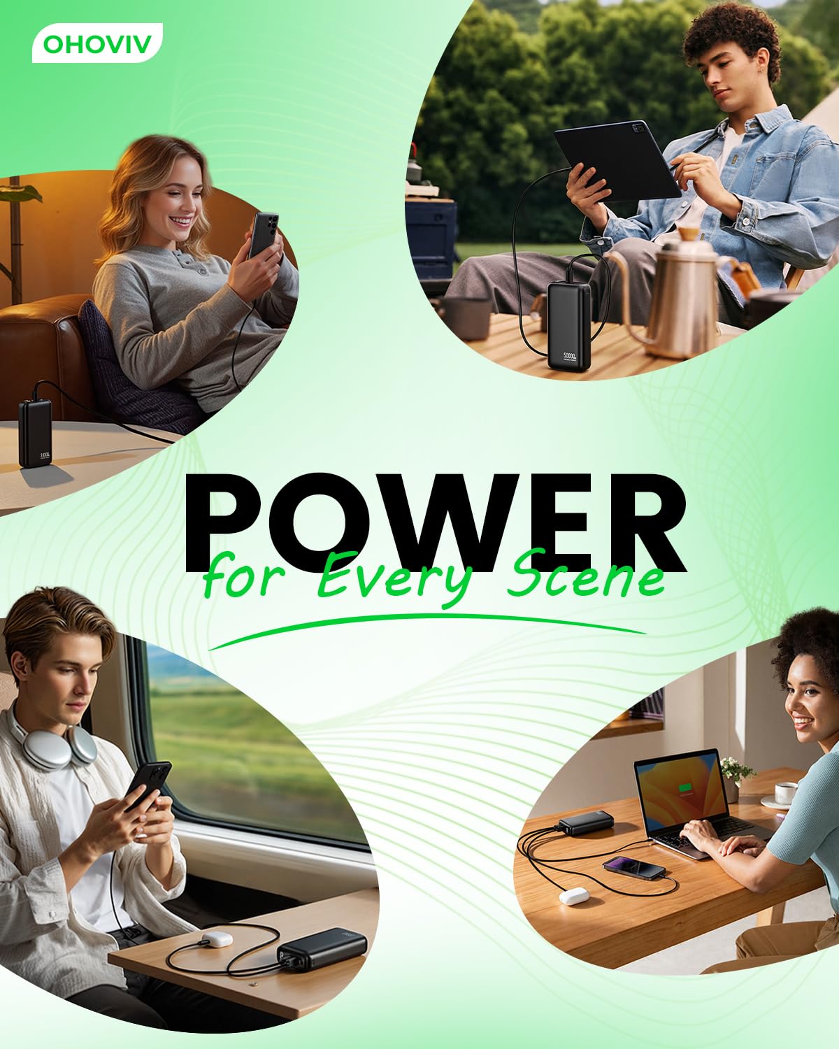 OHOVIV Portable Charger Power Bank 50000mAh,PD 22.5W Battery Pack