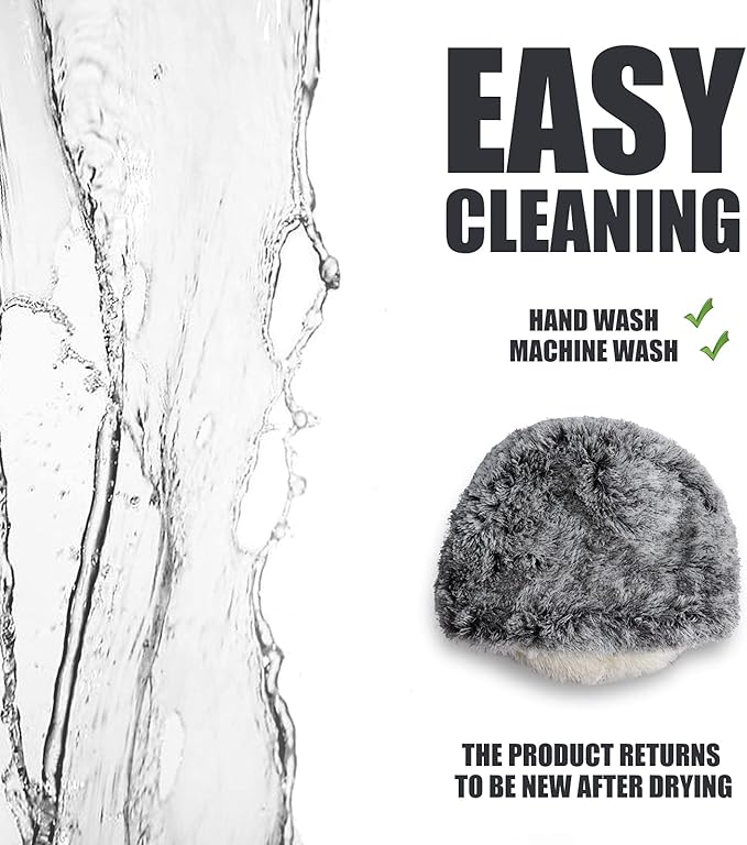 ShinHye Cozy Cat Bed - Round Plush Fluffy Hooded Cave, Indoor/Outdoor, Waterproof & Washable, Calming Anti-Anxiety Design - 23x23 Inch, Grey