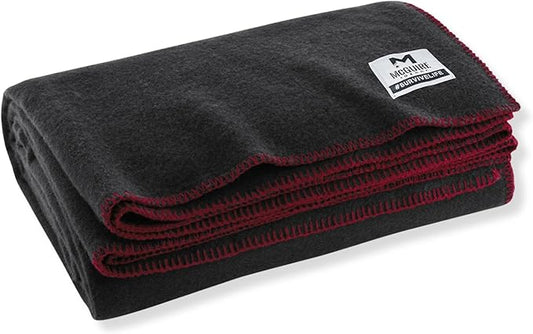 M MCGUIRE GEAR Heavy Duty Wool Blanket, Survival, Emergency, and First Aid Use – Mil-Spec, Fire Retardant, Durable Outdoor Wool Blankets for Camping. - Black, (64 x 90 inches)