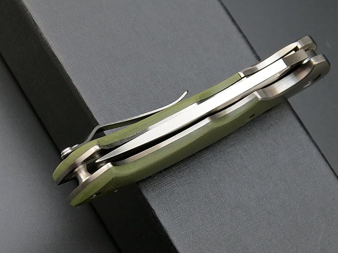 Eafengrow EF7 Folding Knife K110 Steel Blade G10&Stainless Steel Handle EDC Tool Knives for Outdoor Working Camping Hiking(green)