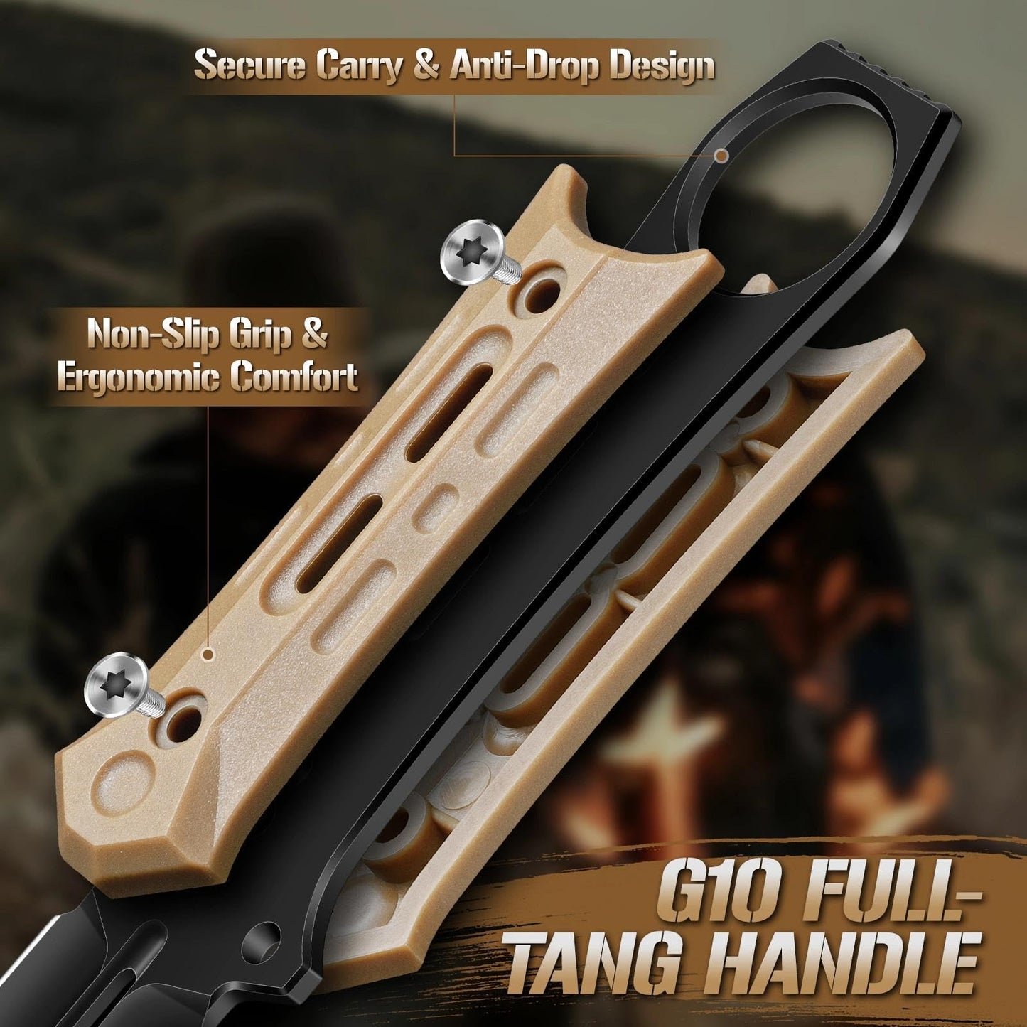 Freelander Tactical Fixed Blade Knife with Sheath - Survival Knives for Men