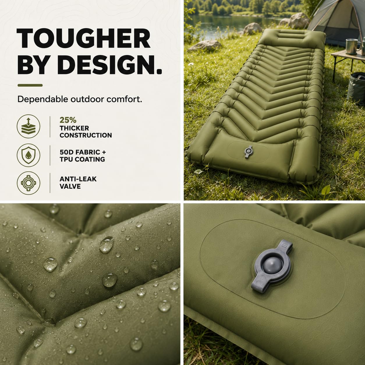 MalloMe Sleeping Pad for Camping, Camping Mattress - Bed for Outdoors Built-in Foot Pump Air