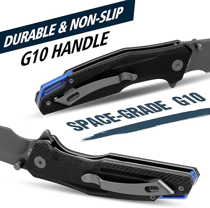 FINTISO Pocket Knife, 3.26" Premium 14C28N Blade G10 Handle with Fire Starter Function, Folding Knife with Pocket Clip for Men Women, EDC Knife for Outdoor Camping, Hunting, Hiking, Survival, Falcon Series