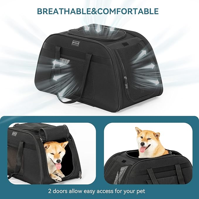 PETSFIT Extra Large Pet Carrier with Wheels- Rolling Dog Carrier for 2 Small Dogs, Large Cat Carrier on Wheels with Adjustable Safety Rope & Waterproof Bottom (?‘µ?’�?’• ?‘¨?’Š?’“?’�?’Š?’�?’† ?‘¨?’‘?’‘?’“?’�?’—?’†?’…)