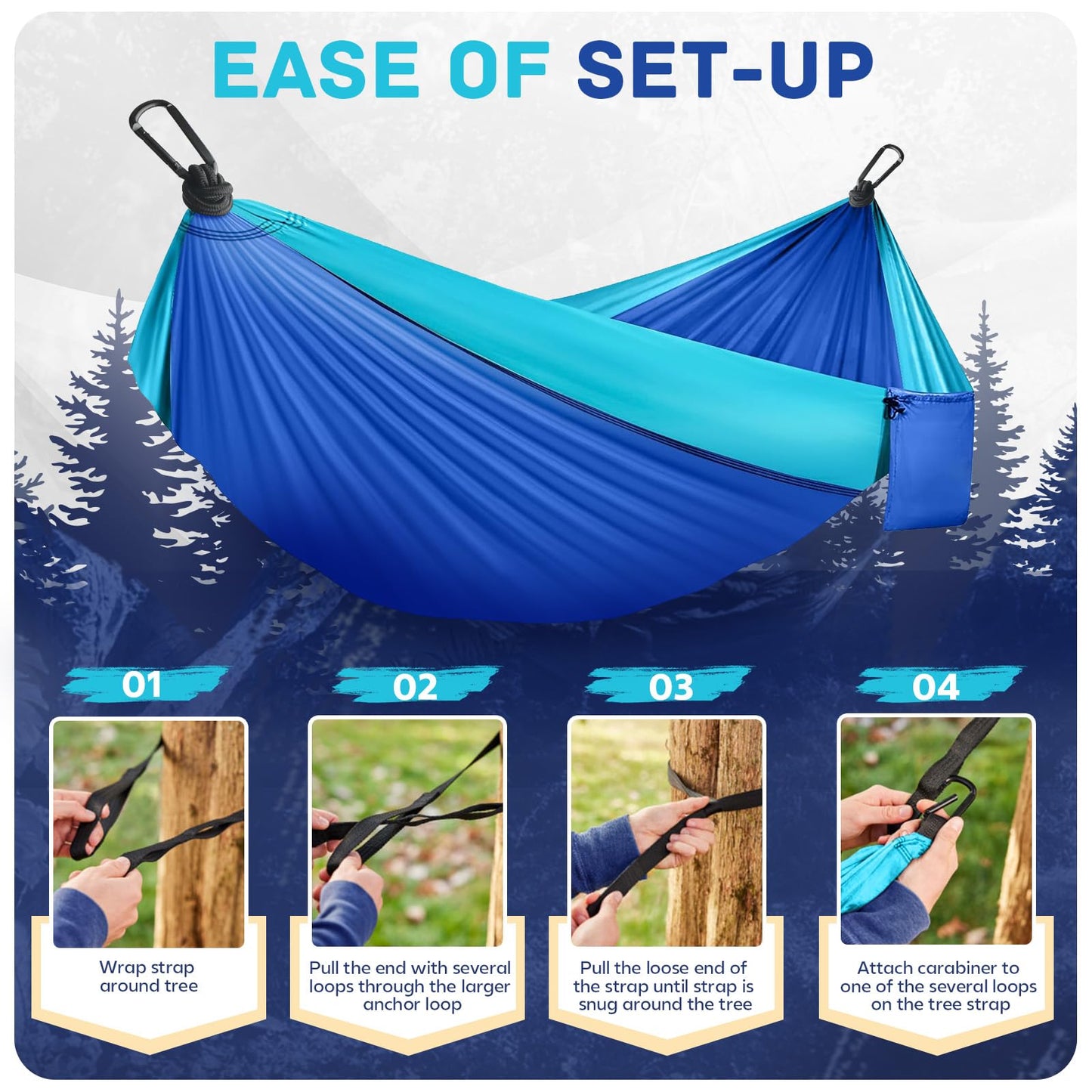 Camping Hammock Lightweight, Portable Hammocks Parachute Hammock with Two Tree Straps, Single or