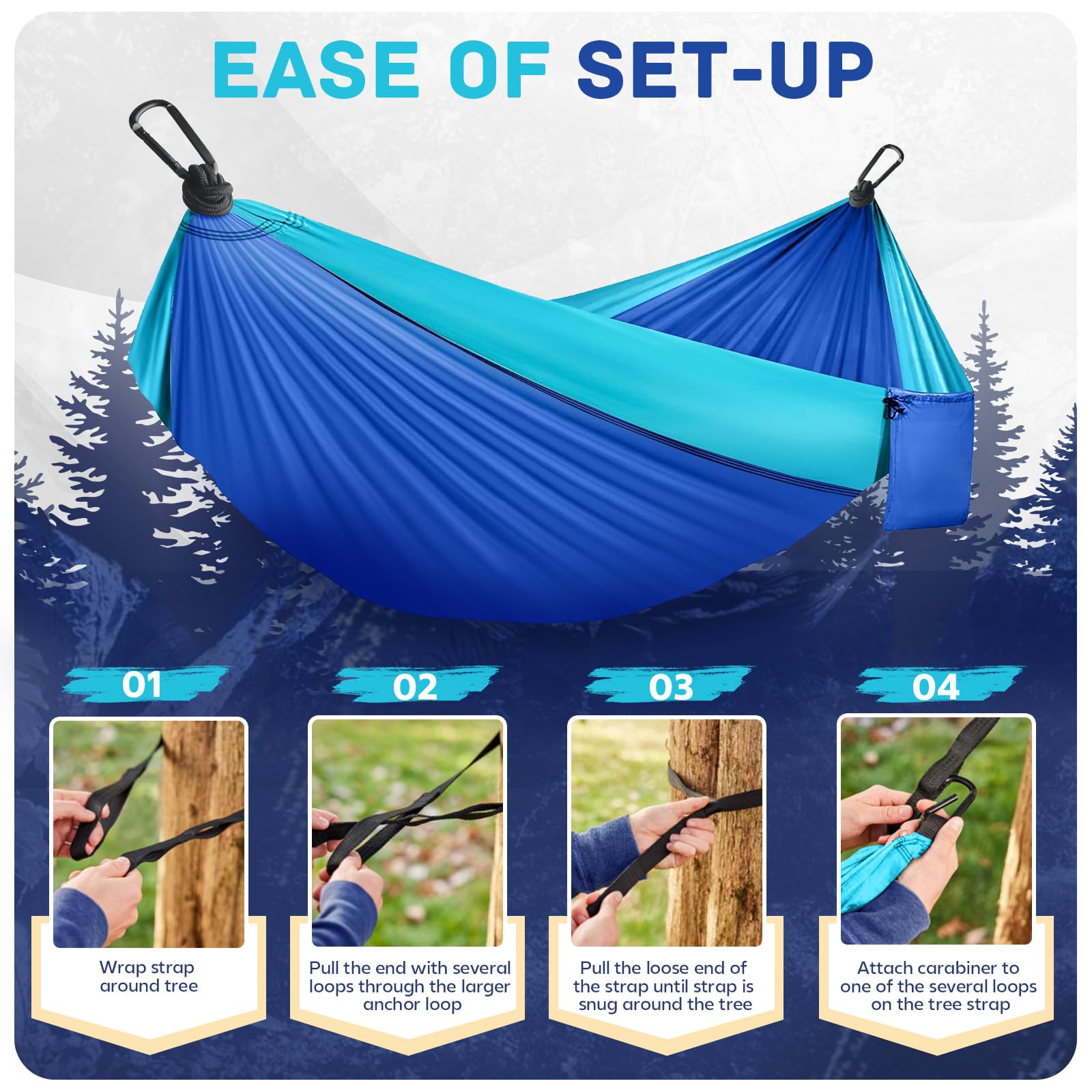 Camping Hammock Lightweight, Portable Hammocks Parachute Hammock with Two Tree Straps, Single or