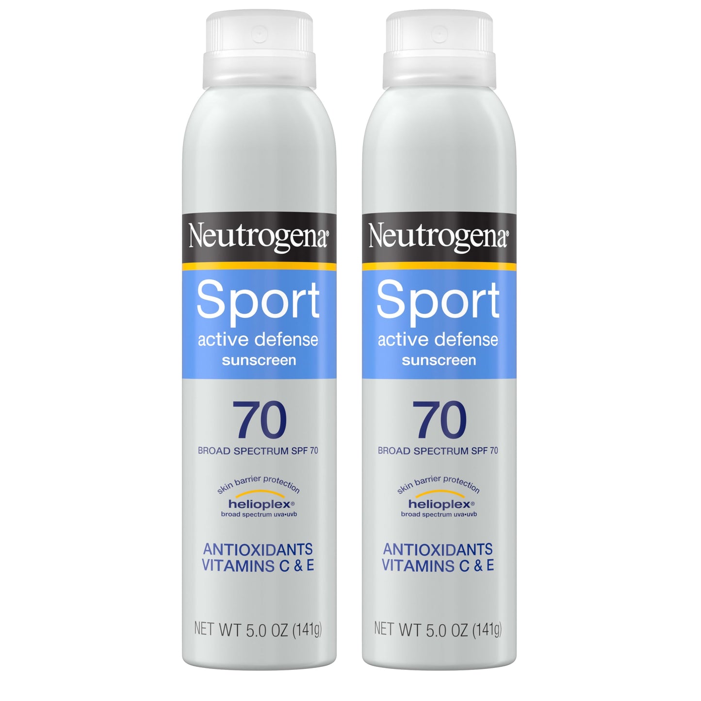 Neutrogena Sport Active Defense Sunscreen Spray SPF 70, 2 x 5 oz