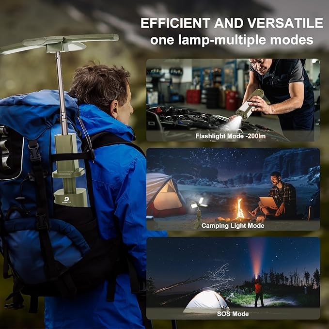 DUSKTEC Telescopic Camping Lights Rechargeable - 14000mAh Led Camping Lantern Up to 8000LM Outdoor Camping Light Portable Camping Light Dimmable Camping Lamp IPX7 Waterproof Camp Lights Multifunction
