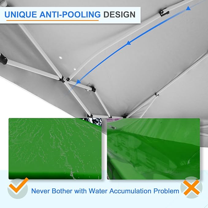 EAGLE PEAK Pop Up Canopy Tent with Wheeled Carry Bag, 8 Stakes, 4 Ropes, 4 Weight Bags, Easy Set Up Tent Canopy, 12x12 ft, 144sqft of Shade, Green