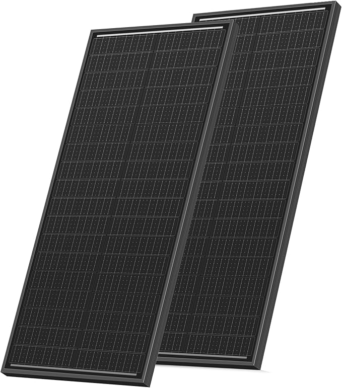 200 Watt Solar Panels (2 Pcs 100W) 12V Monocrystalline N-Type High Efficiency PV Modules for RV, Trailer, Camper, Marine, Rooftop, Home, Shed, Farm, Off-Grid System (2 Pack 100w, Black)