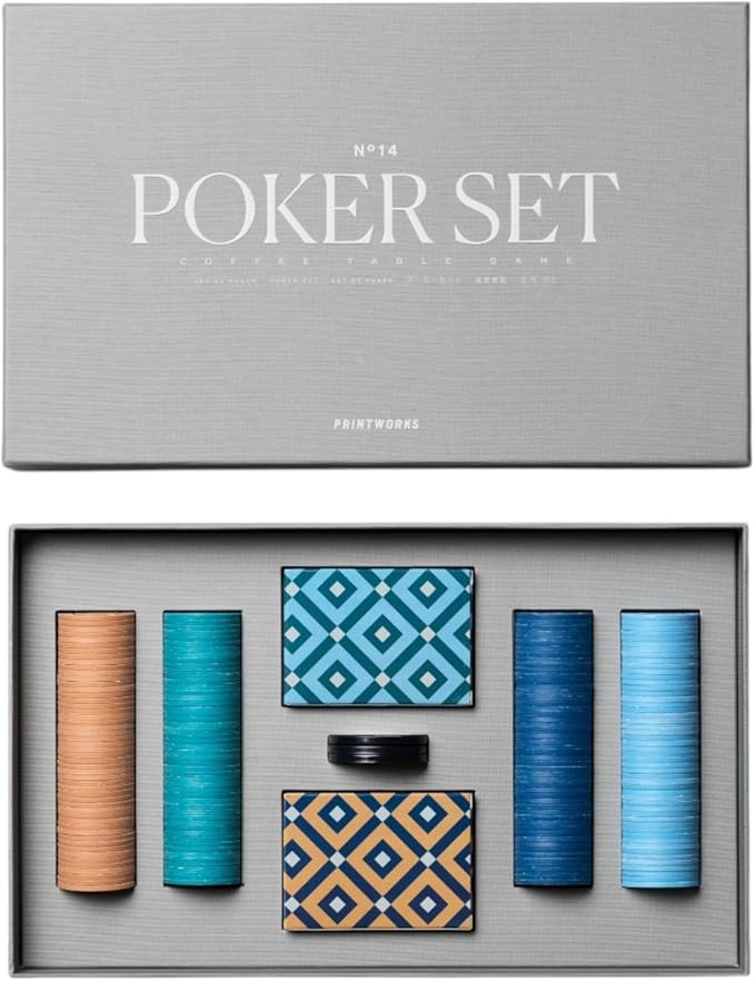 PrintWorks Classic Poker Set ??Includes Chips, Playing Cards, Storage Case & Multilingual Instructions, Stylish Tabletop Game for Adults & Home Decor