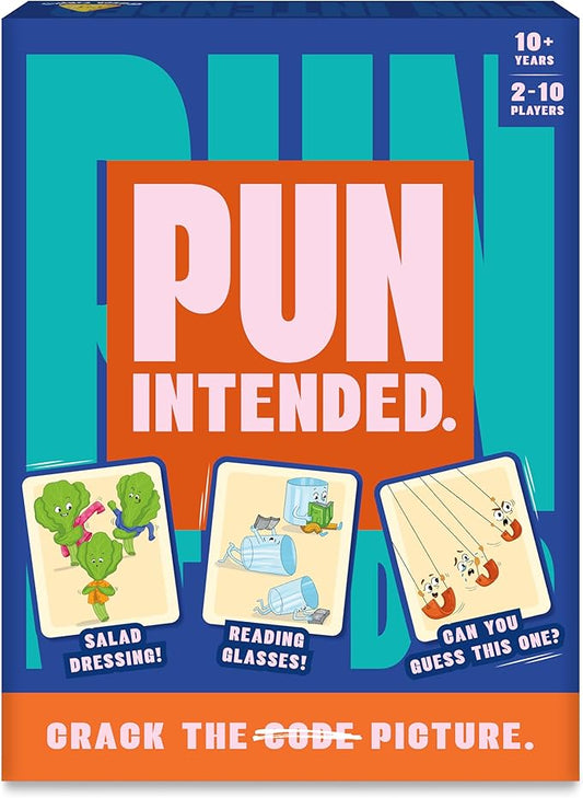 Pun Intended - Hilarious Picture Guessing Card Game for Families & Adults, Fast-Paced Wordplay Fun, Gifts for Pun & Game Lovers, 2-10 Players