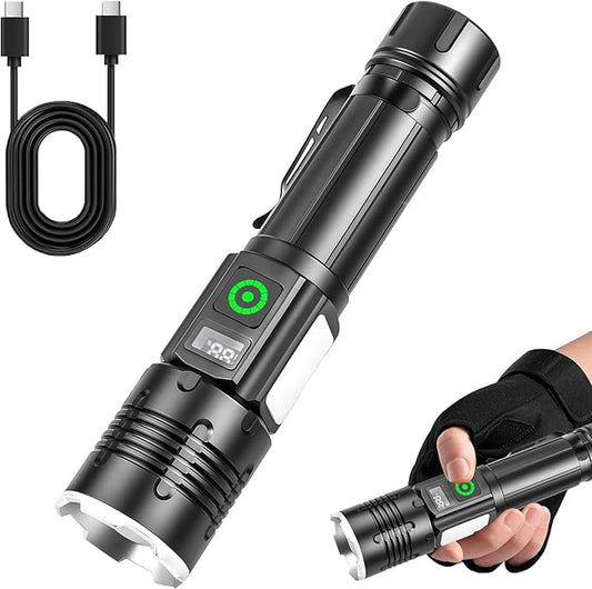 Flashlights High Lumens Rechargeable 5000 Lumens, Super Bright LED Tactical Flashlight with Magnetic 9 Modes, COB Side Light for Camping, Hiking, Dog Walking