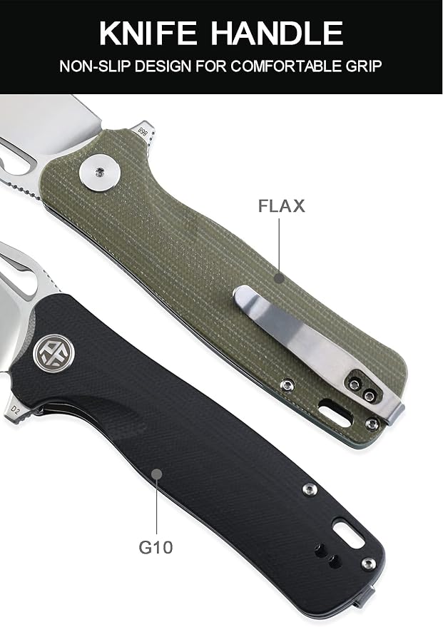 Petrified fish PF868 Bunta,3.35" D2 Satin Blade,146g G10 Handle Flipper Folding knife (Gray G10, Satin)