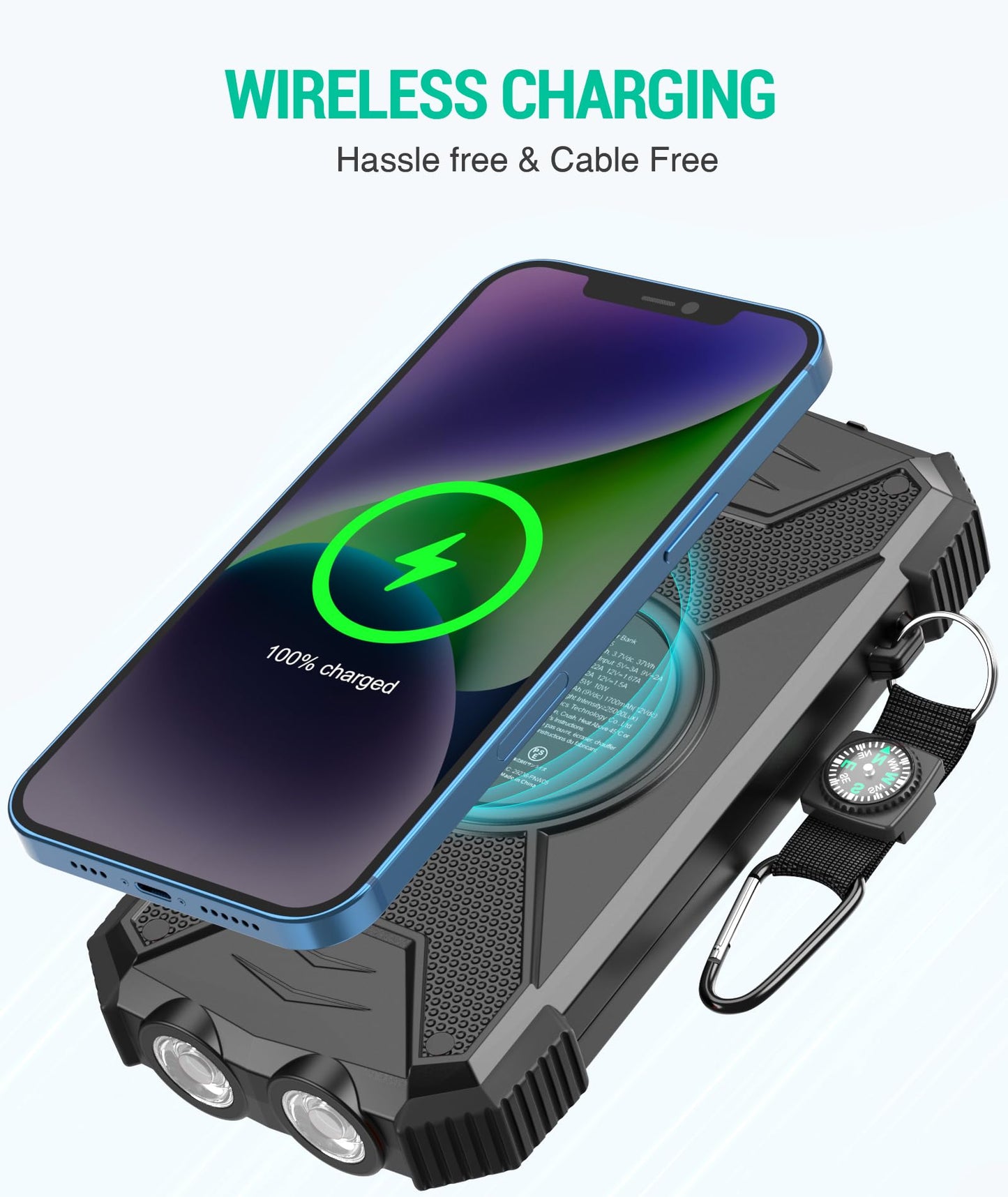 BLAVOR Solar Power Bank 10,000mAh, Portable Wireless Charger, 20W Fast Charging External Battery