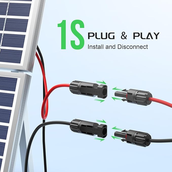 5 Pairs M/F-M/F 30A Y-Branch Solar Connectors Extension Cable, 10.8FT 12AWG Solar Cable Parallel Adaptor in Pair with Female and Male Connectors