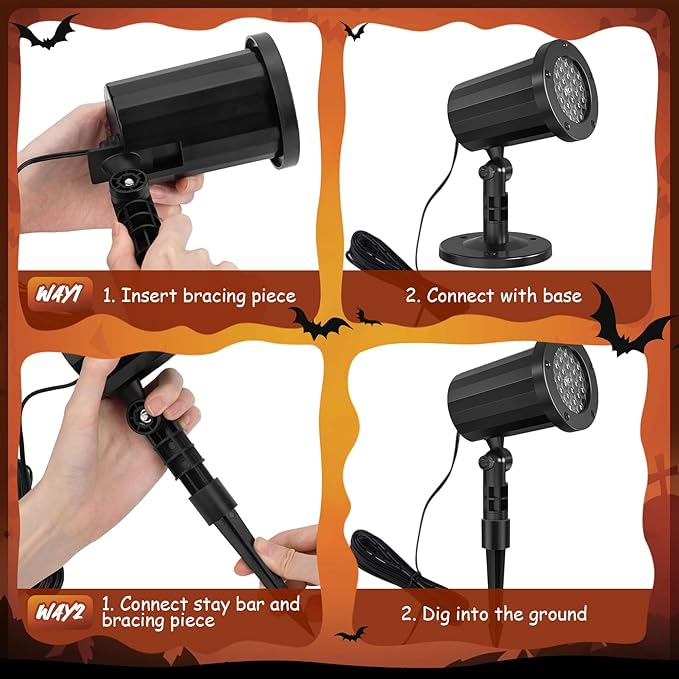 Halloween Projector Outdoor Lights, 18 Halloween Pattens LED Halloween Window Projector, Waterproof Holiday Projector Lights for Bedroom, Spotlight Landscape Decorations for Patio Garden