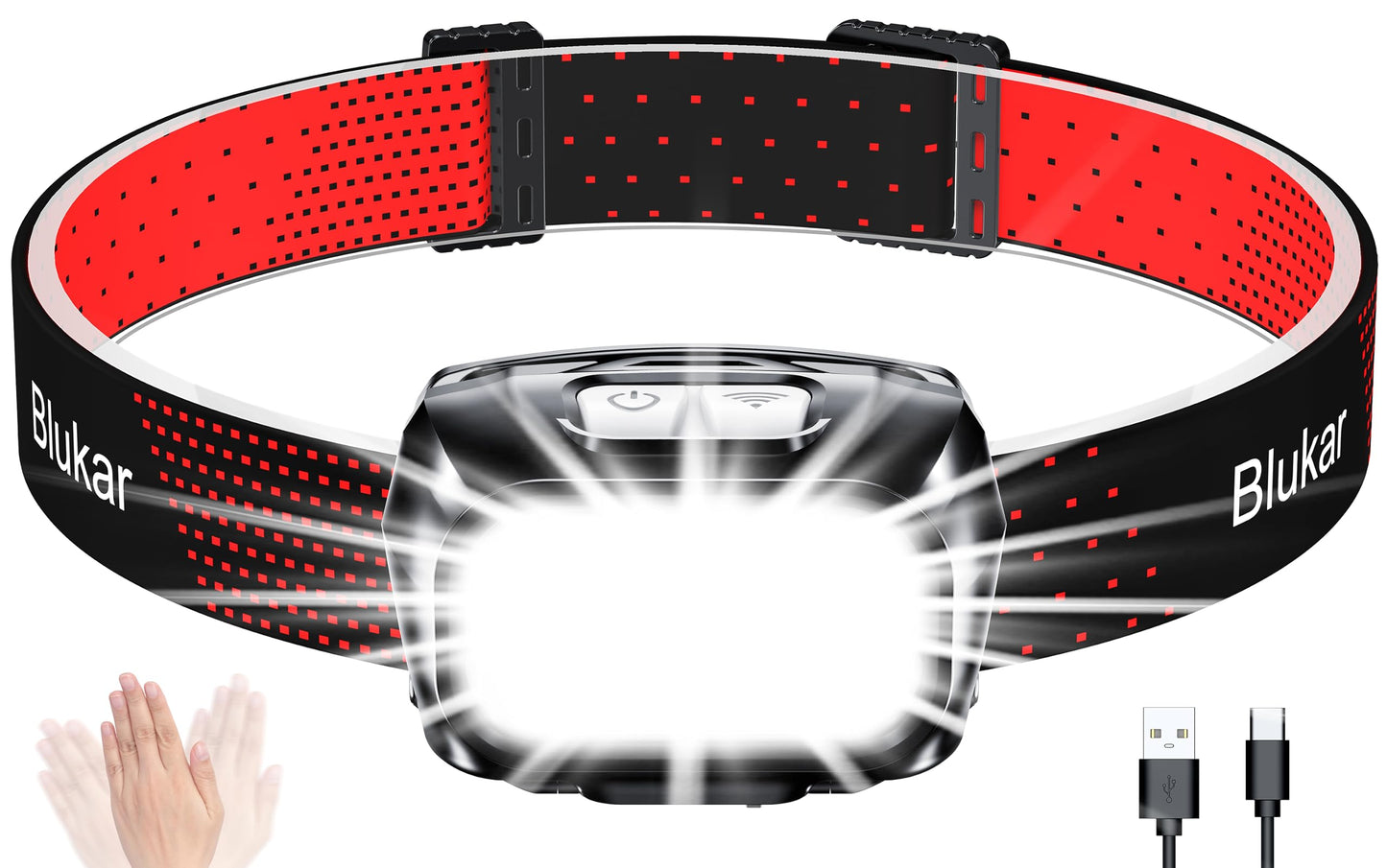 Blukar LED Headlamp Rechargeable, 2000L Super Bright Headlight Flashlight