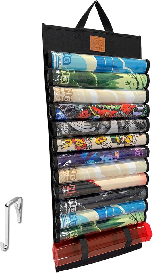 Nerd Gear Playmat Sanctuary - MTG Playmat Holder & Organizer Solution - Stores 12 TCG Mats + Tube - Ideal for Magic Playmats - Premium Playmat TCG Storage (Black)