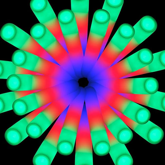 AOWDIAO 100 Pcs 16??Foam LED Glow Sticks, 3 Light Up Modes, Party Favors for Wedding, Festival & More