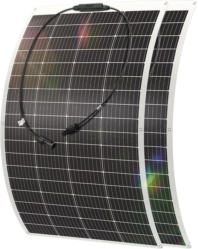 200 Watt Flexible Solar Panel 23% High Efficiency 12v Monocrystalline Lightweight Semi Flexible Bendable Off-Grid Charger for Rv Boat Uneven Surfaces