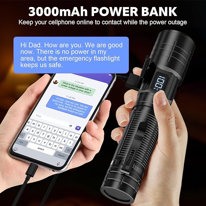 AdamStar Flashlight High Lumens Rechargeable Super Bright Flashlight Zoomable LED Flash Light with Dimmable, 6 Modes Waterproof Handheld Powerful Tactical Flashlights for Camping Emergency (2 Pack)