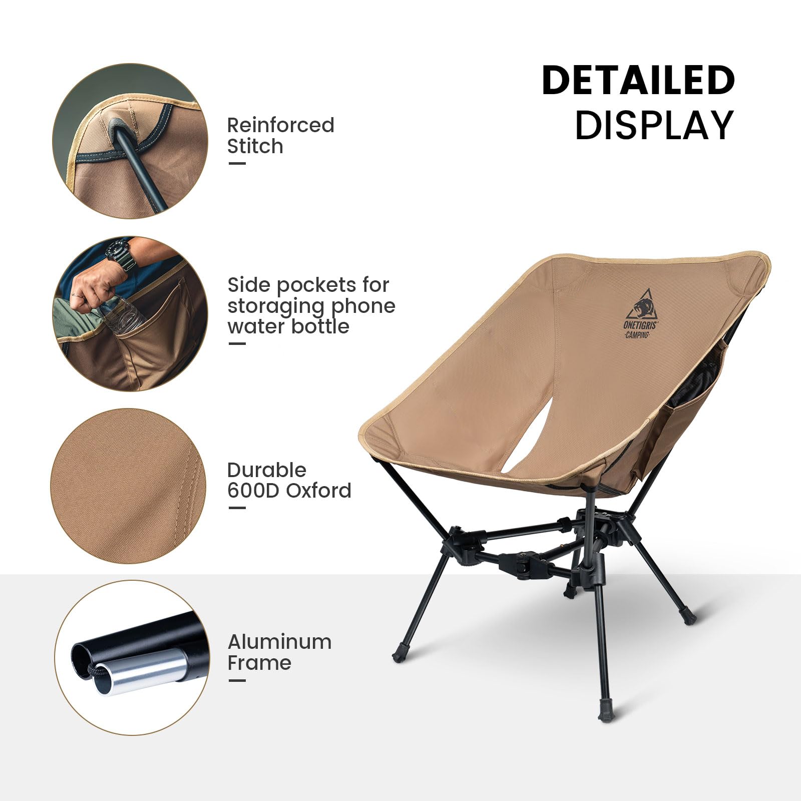 ONETIGRIS Tigerblade Camping Chair, Lightweight Folding Backpacking Hiking Chair, Compact Portable