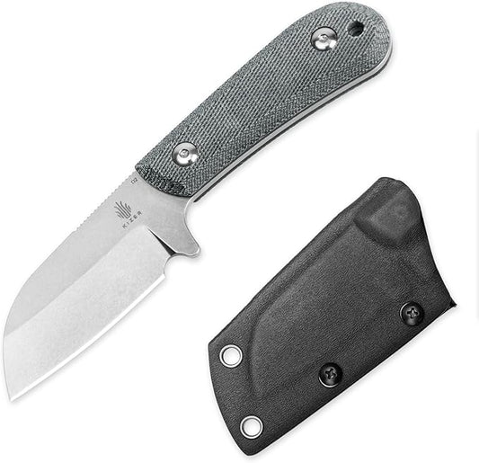 Kizer Deckhand Fixed Blade Hunting Knife with Sheath, D2 Blade Camping Knife G10+Micarta Handle Lightweight EDC Fixed Blade for Men Women Outdoor, for Hunting Survival 1062A1