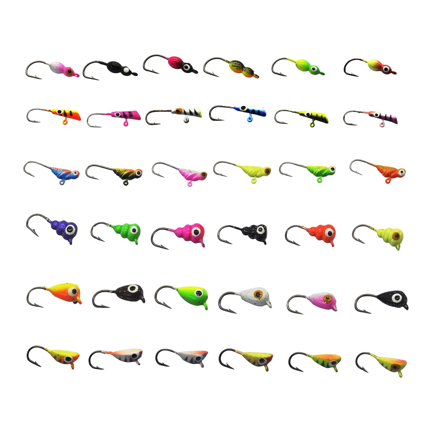 Alichino Ice Fishing Jig Set Ice Fishing Lures for Panfish Crappie, Ice Jig Head Hook Set (Lead ice