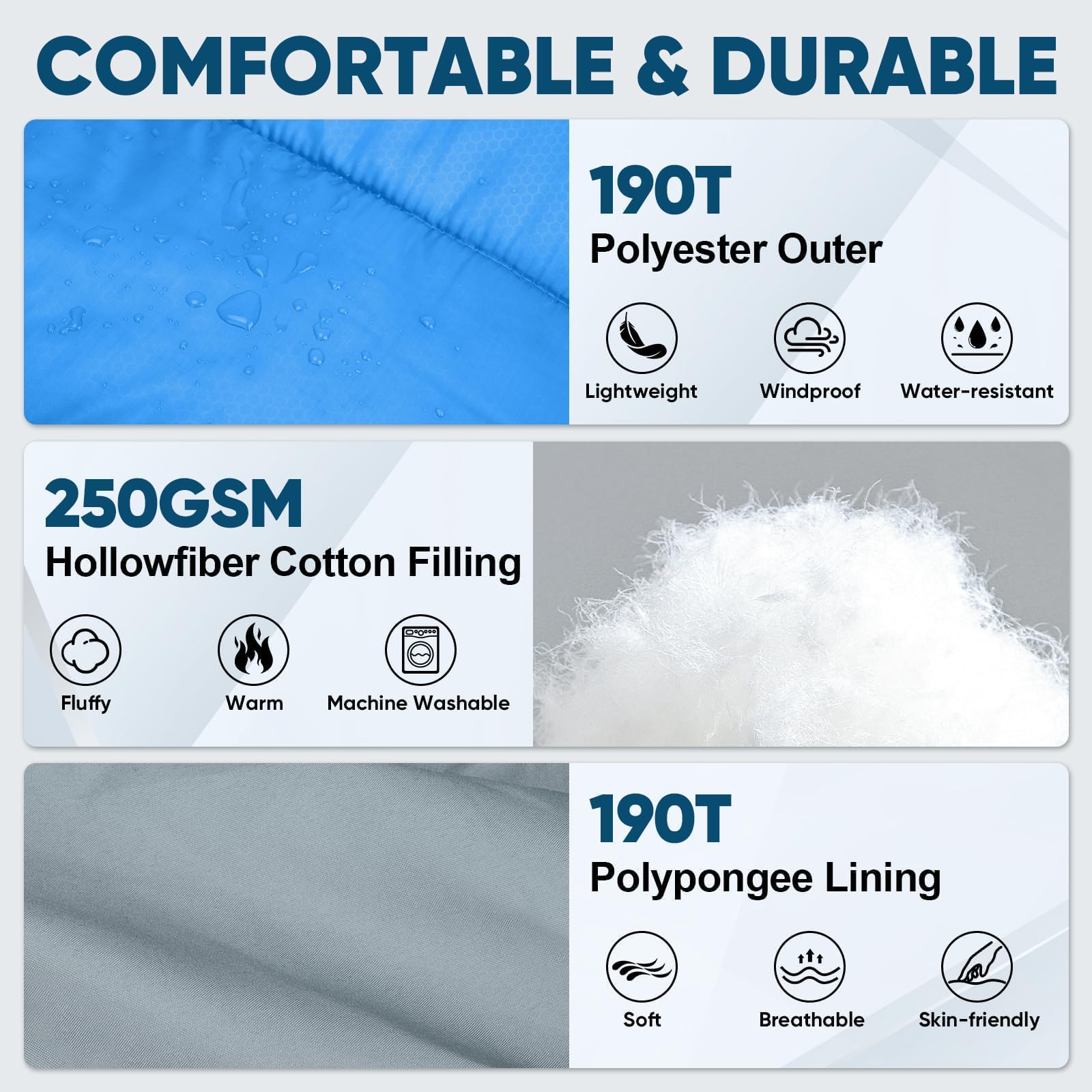 PTEROMY Sleeping Bags for Adults, Lightweight and Machine Washable, Water Resistant Backpacking