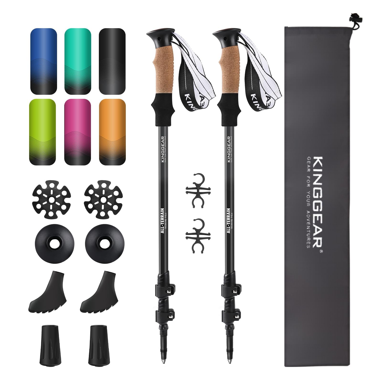 KINGGEAR Trekking Poles 7075 Aluminum Lightweight Hiking Sticks