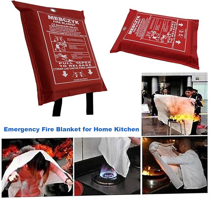 Fire Blanket Kitchen Emergency Blankets with Silicone Coating.Fireproof Blanket Fire Blanket for Home for Kitchen,Camping,Office,BBQ,Welding and Depot!Car Fire Retardant (39"X39" 1Pack)
