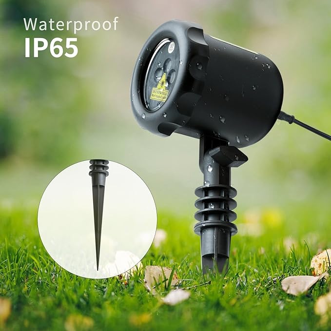 Poeland 8 Patterns Garden Lights Moving Firefly Laser Christmas Projector for Home and Garden