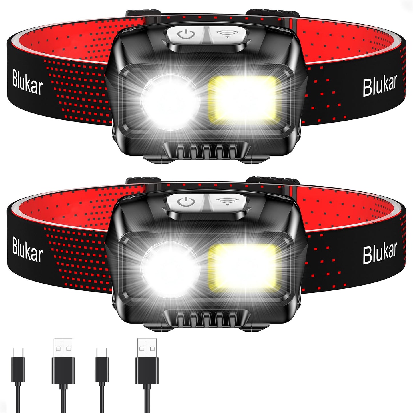 Blukar LED Headlamp Rechargeable, 2000L Super Bright Headlight Flashlight