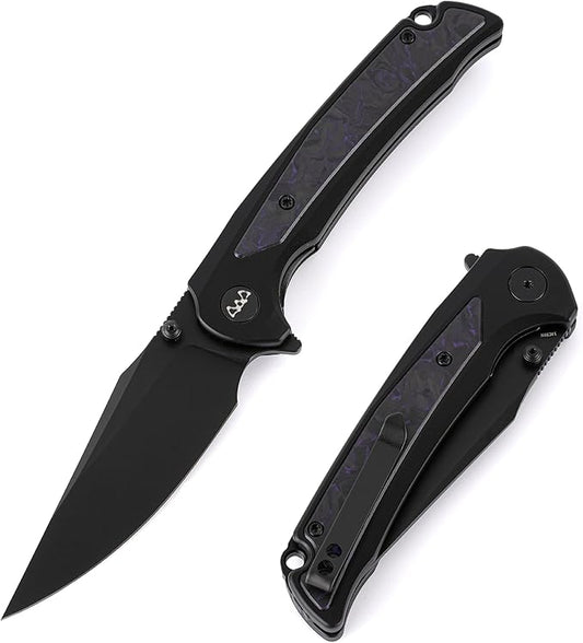 EDC Pocket Knife, 3.6" 14C28N Aluminium With Steel Inlay Handle, Folding Knife for Camping Hiking Hunting Outdoor
